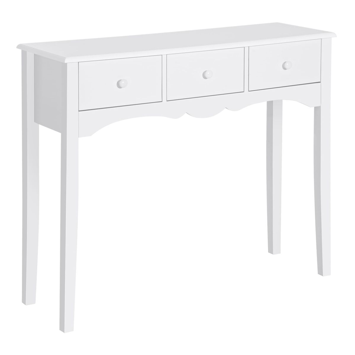 Consola recibidor Nanma Homcom 3 cajones blanco 85x100x32 cm fondo blanco
