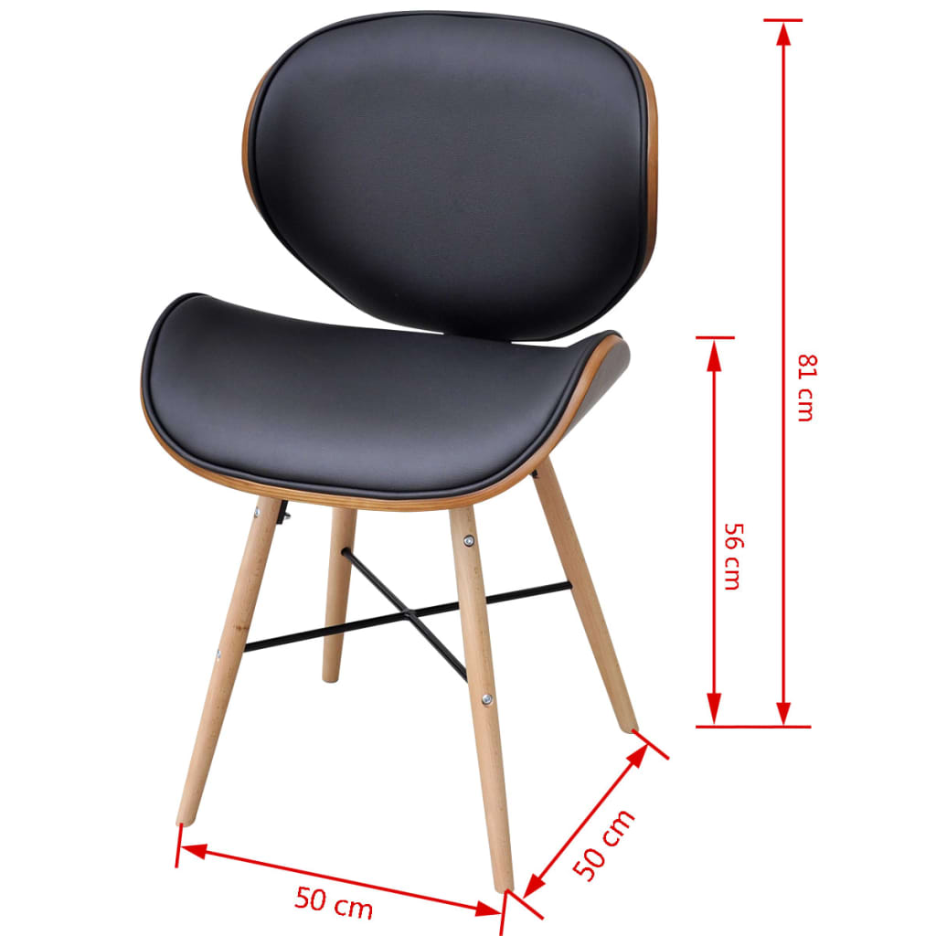 Pack de 2 sillas de comedor negro/marrón 81x50x50 cm medidas