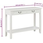 Consola recibidor Bayarcal 2 cajones blanco 80x110x35 cm medidas
