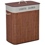 Cesto para ropa sucia 100L 2 compartimentos marrón 63x52x32 cm fondo blanco