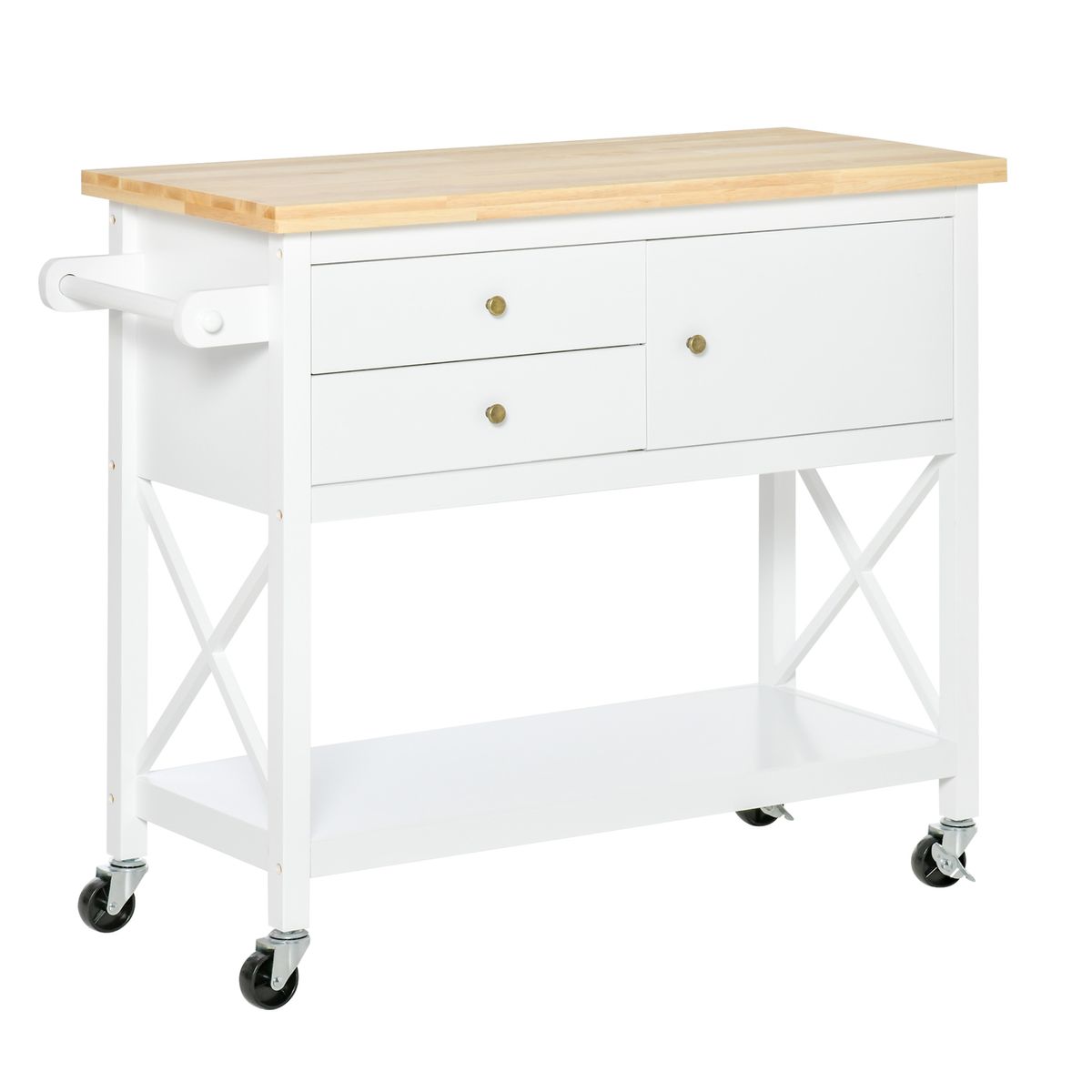 Carrito auxiliar Dumas Homcom 2 cajones con puerta blanco 89x108x45 cm fondo blanco