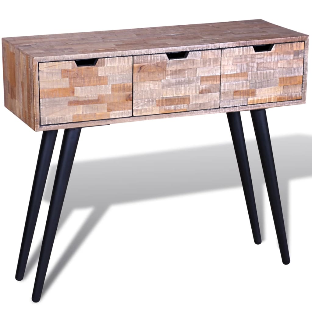 Consola recibidor 3 cajones natural 75x87x31 cm lateral