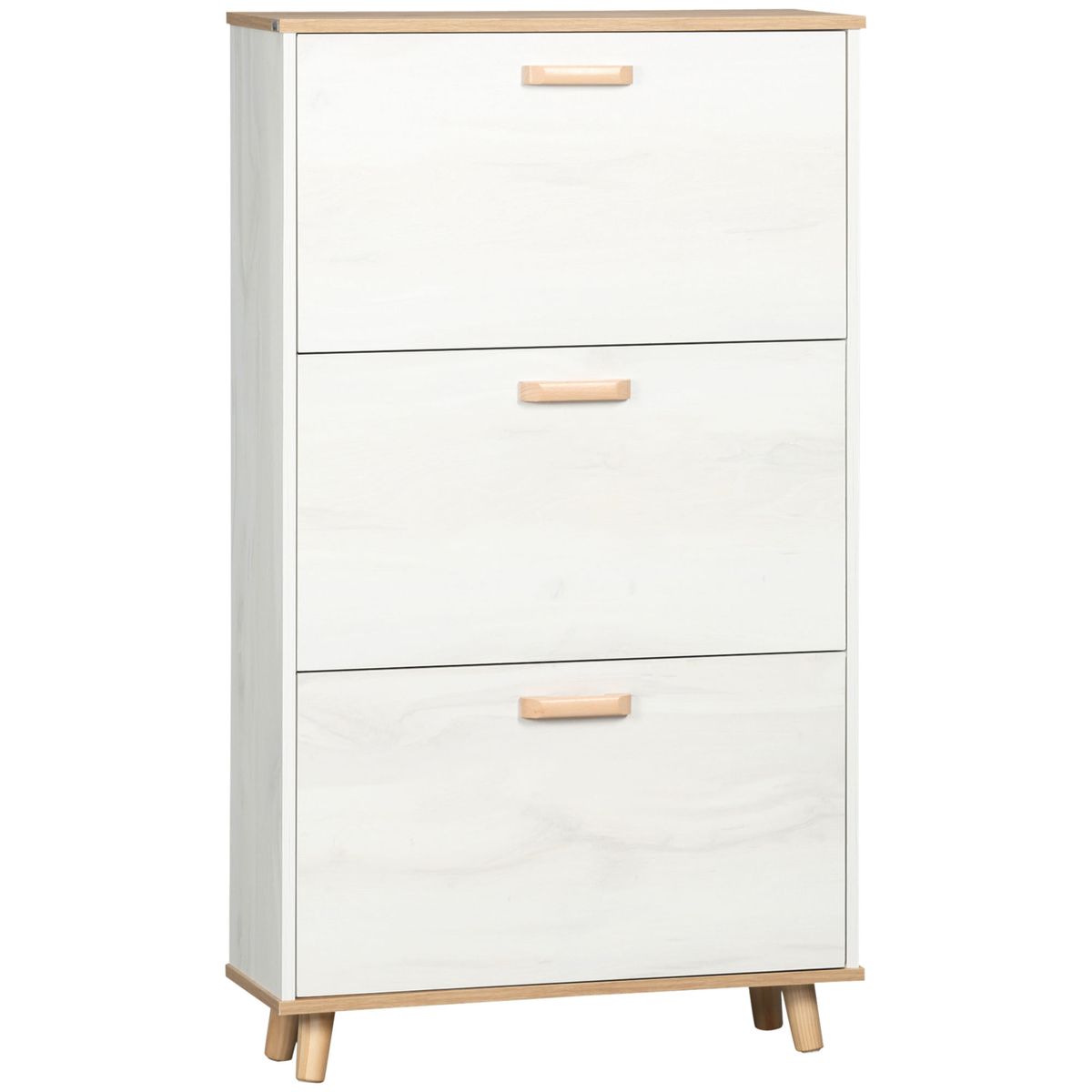 Zapatero Dolo Homcom 3 cajones abatibles 12 pares blanco 122x70x23,5 cm fondo blanco