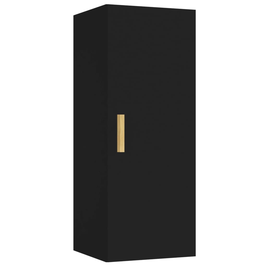 Armario de pared Cuby tirador con 2 estantes negro 90x34,5x34 cm fondo blanco