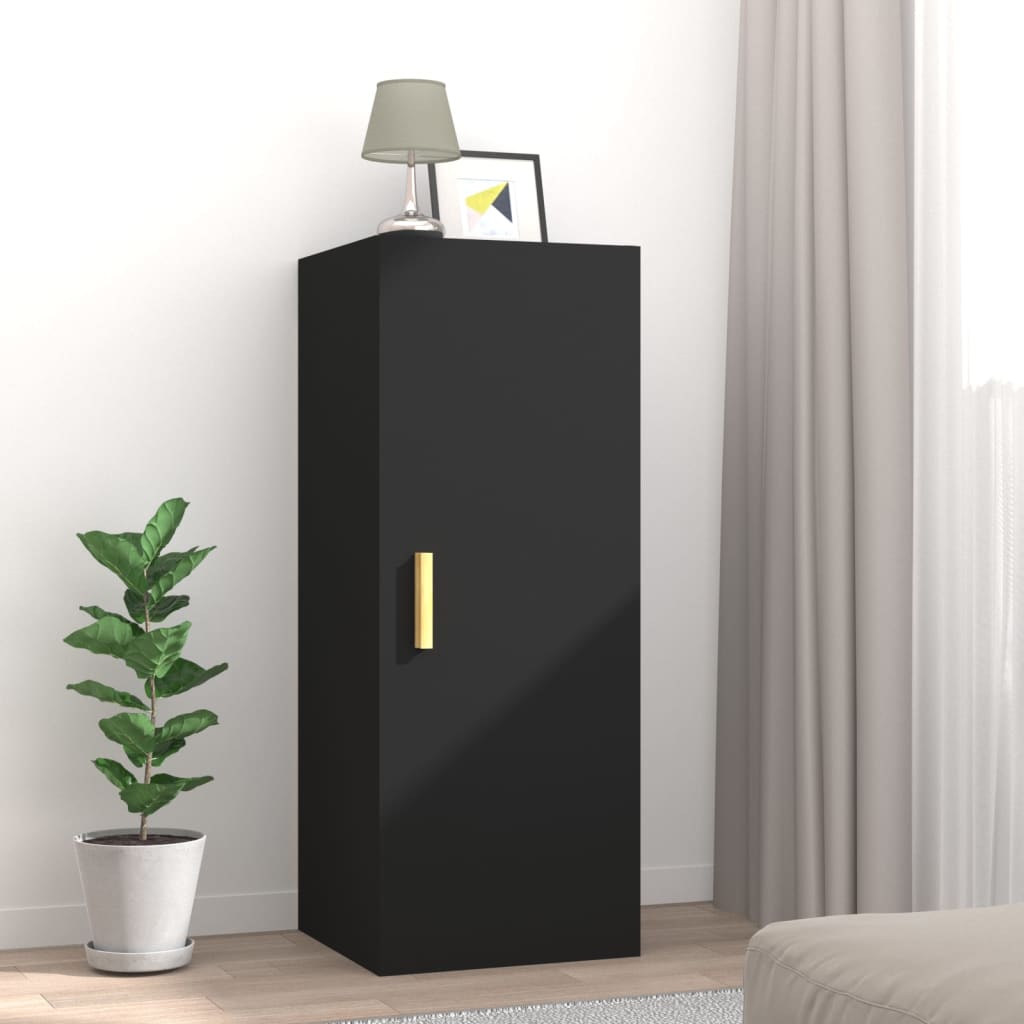 Armario de pared Cuby tirador con 2 estantes negro 90x34,5x34 cm animada
