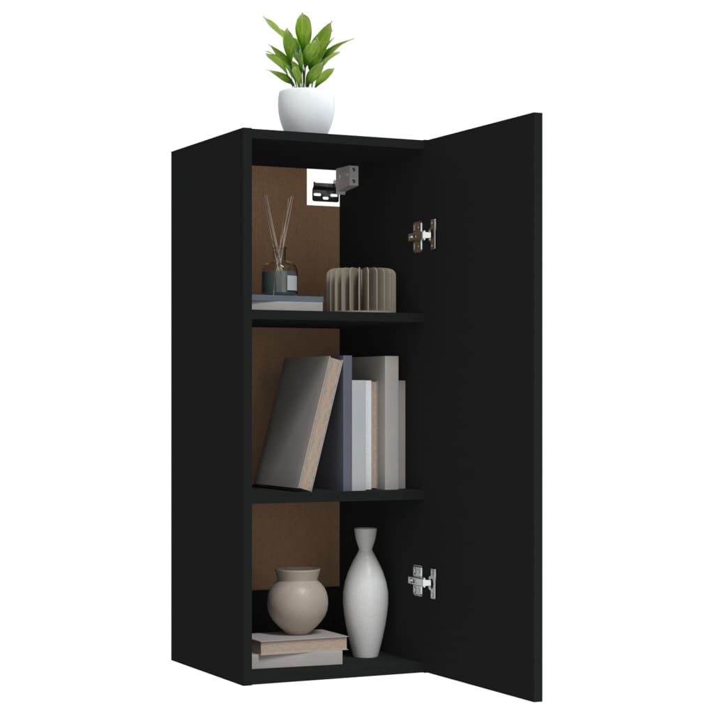 Armario de pared Cuby tirador con 2 estantes negro 90x34,5x34 cm interior