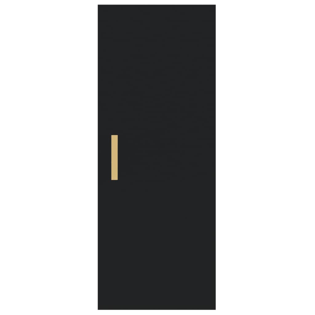 Armario de pared Cuby tirador con 2 estantes negro 90x34,5x34 cm frontal