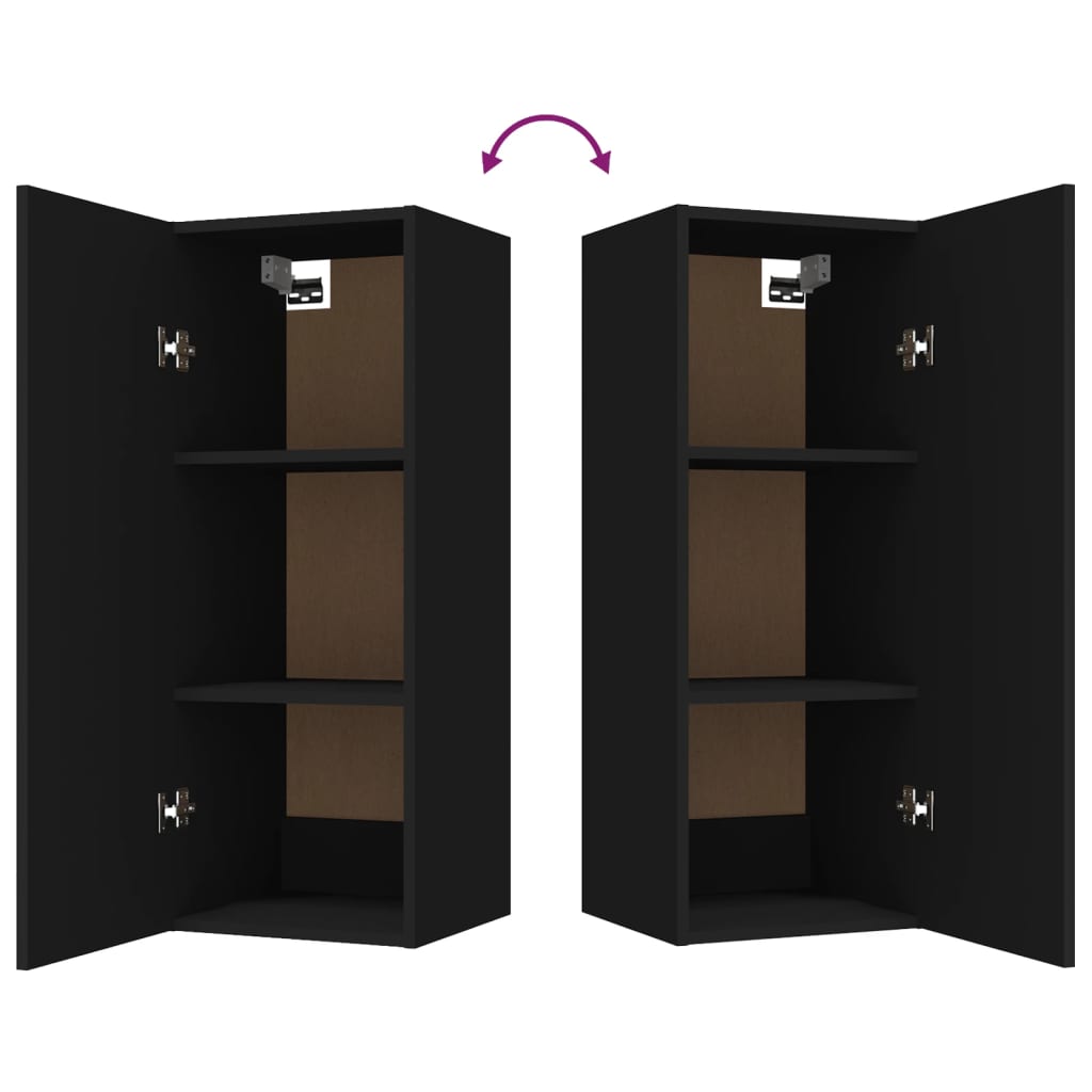 Armario de pared Cuby tirador con 2 estantes negro 90x34,5x34 cm interior vacio