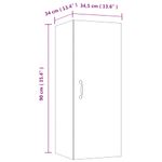 Armario de pared Kubu con armario + 2 estantes blanco 90x34,5x34 cm medidas