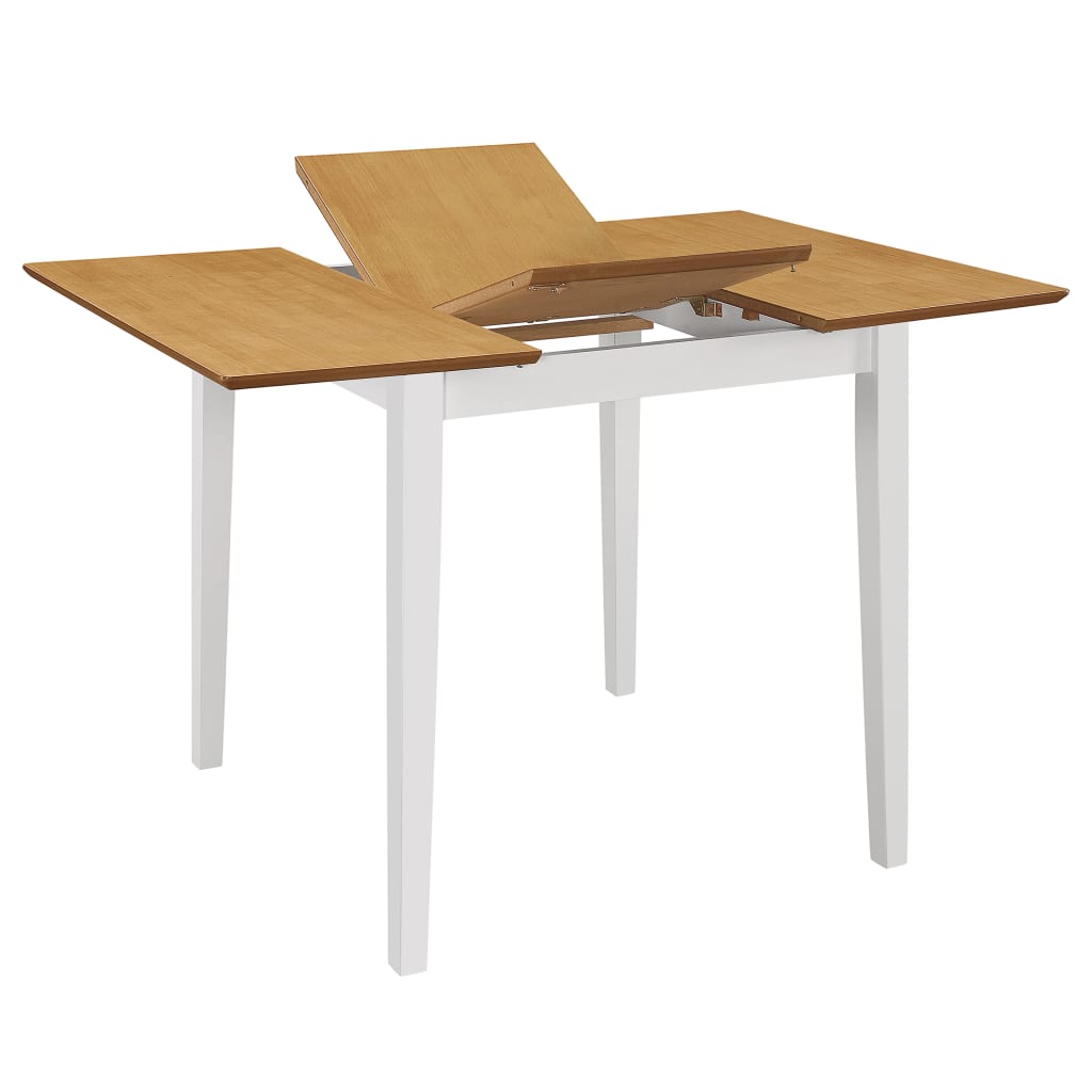 Mesa de comedor extensible blanco/natural 74x80-120x50 cm extensible