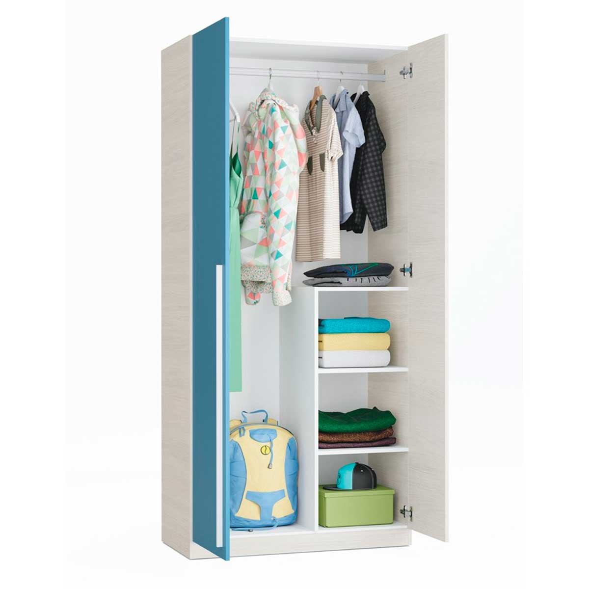 Armario Wic 2 puertas + 3 estantes blanco Alpes/azul 200x90x52 cm 3