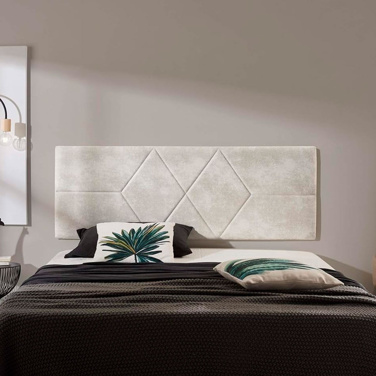 Cabecero Rombos rectangular tela blanco camas
