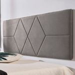 Cabecero Rombos rectangular tela gris 3