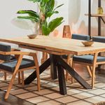 Mesa de comedor Xena extensible forma rectangular roble Nordish/negro 76x140-180-220x80 cm