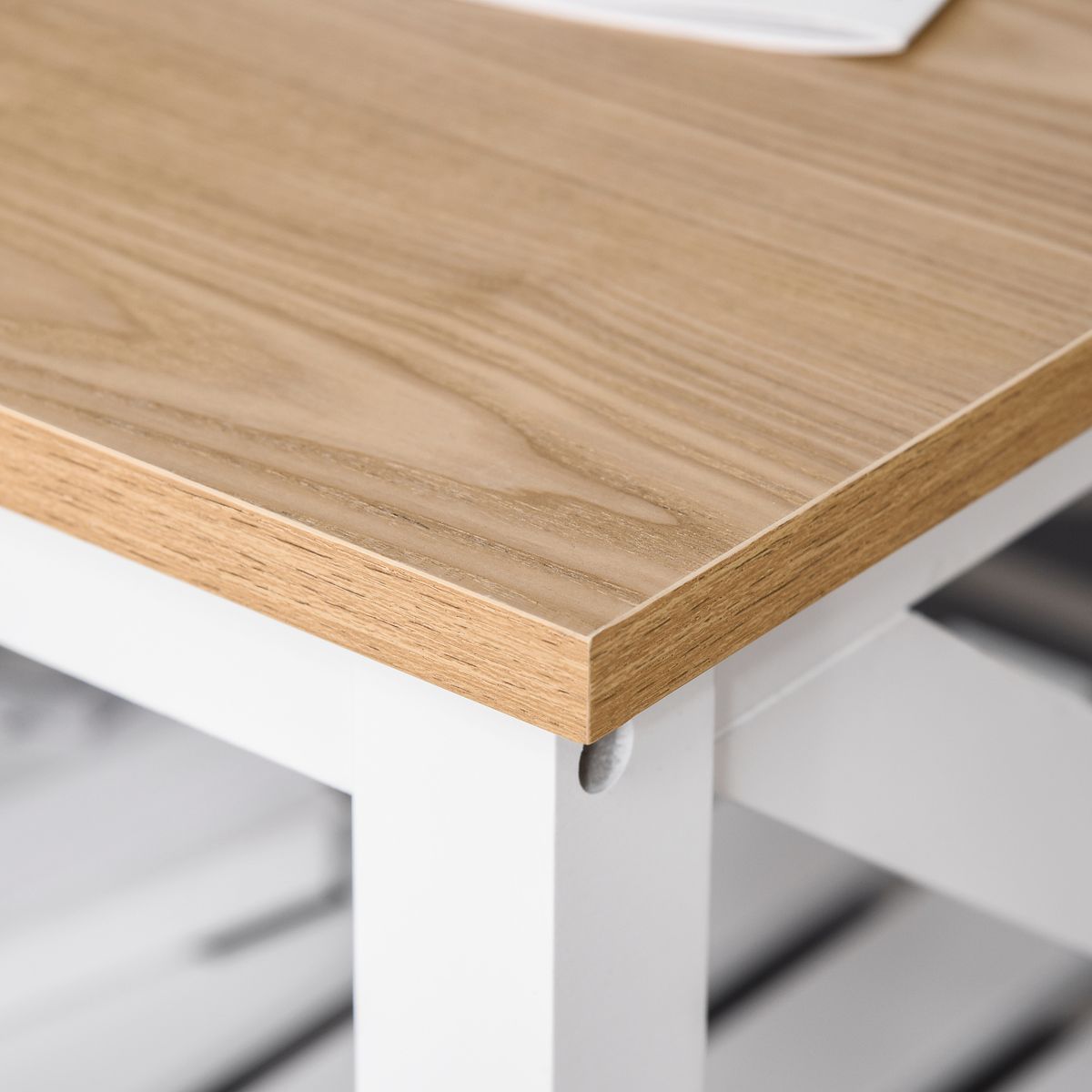 Mesa de centro Lusaka Homcom estante inferior blanco/natural 48x116x60 cm 7