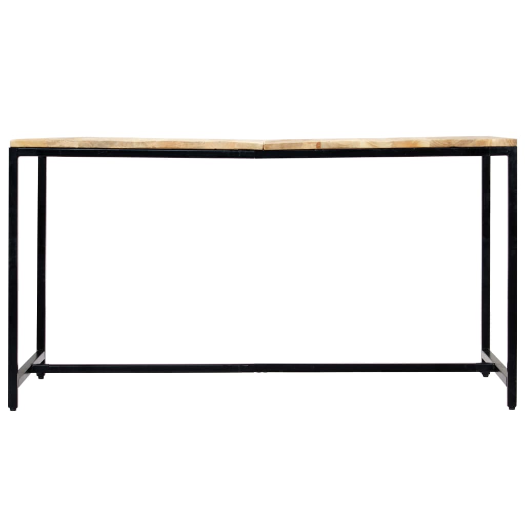 Mesa de comedor Marina madera maciza natural/negro 75x140x70 cm frontal