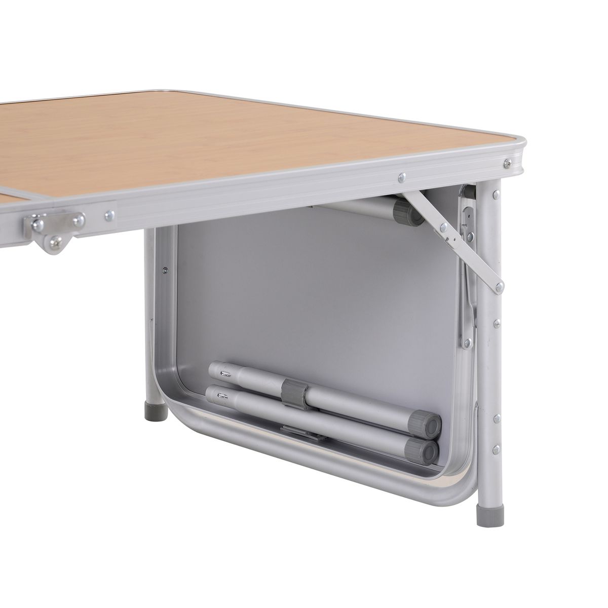 Mesa de camping Rosal Outsunny ala abatible natural 40-70x153x60 cm abatible