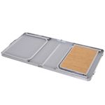 Mesa de camping Rosal Outsunny ala abatible natural 40-70x153x60 cm plegada