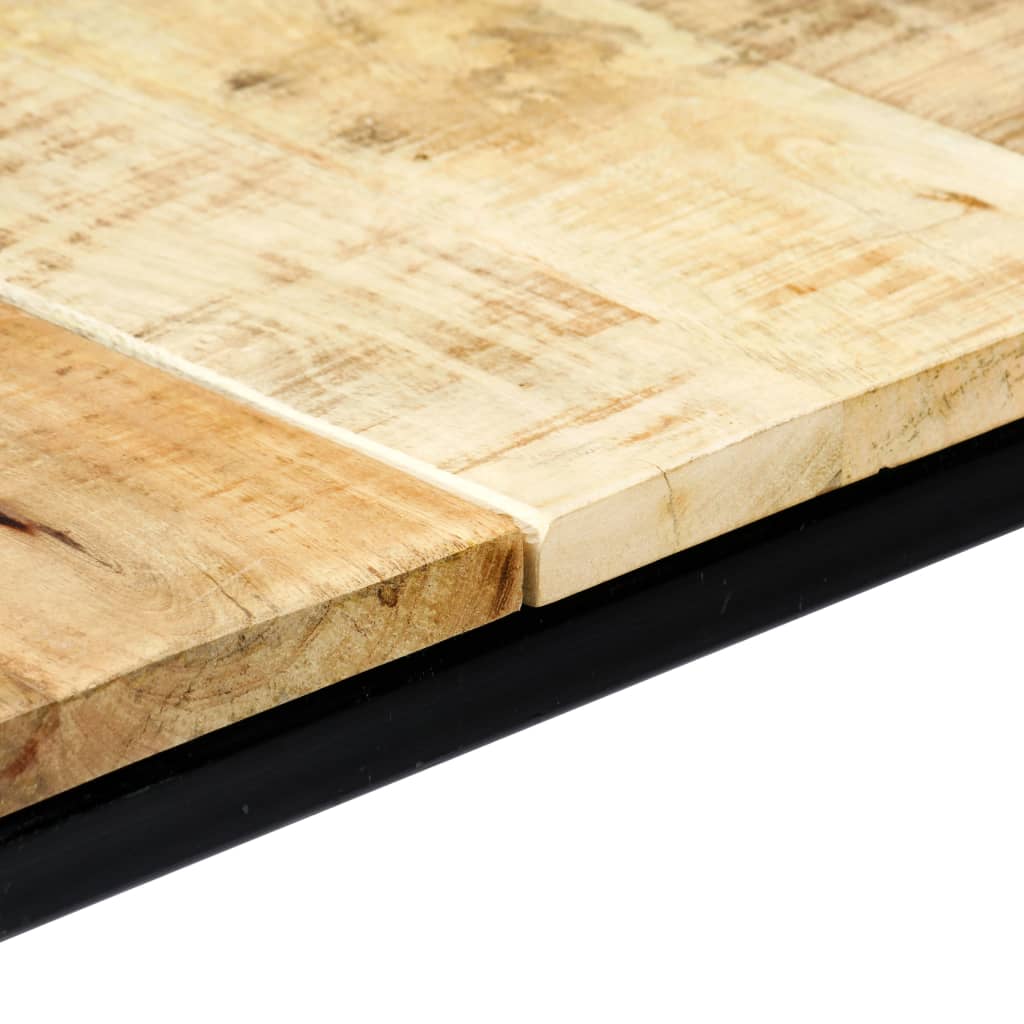Mesa de comedor Marina madera maciza natural/negro 75x140x70 cm detalle material