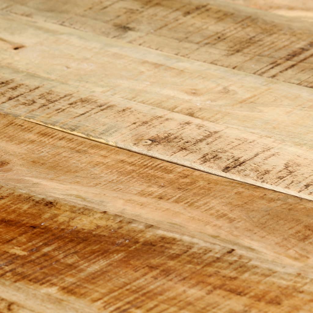 Mesa de comedor Marina madera maciza natural/negro 75x140x70 cm detalle superficie