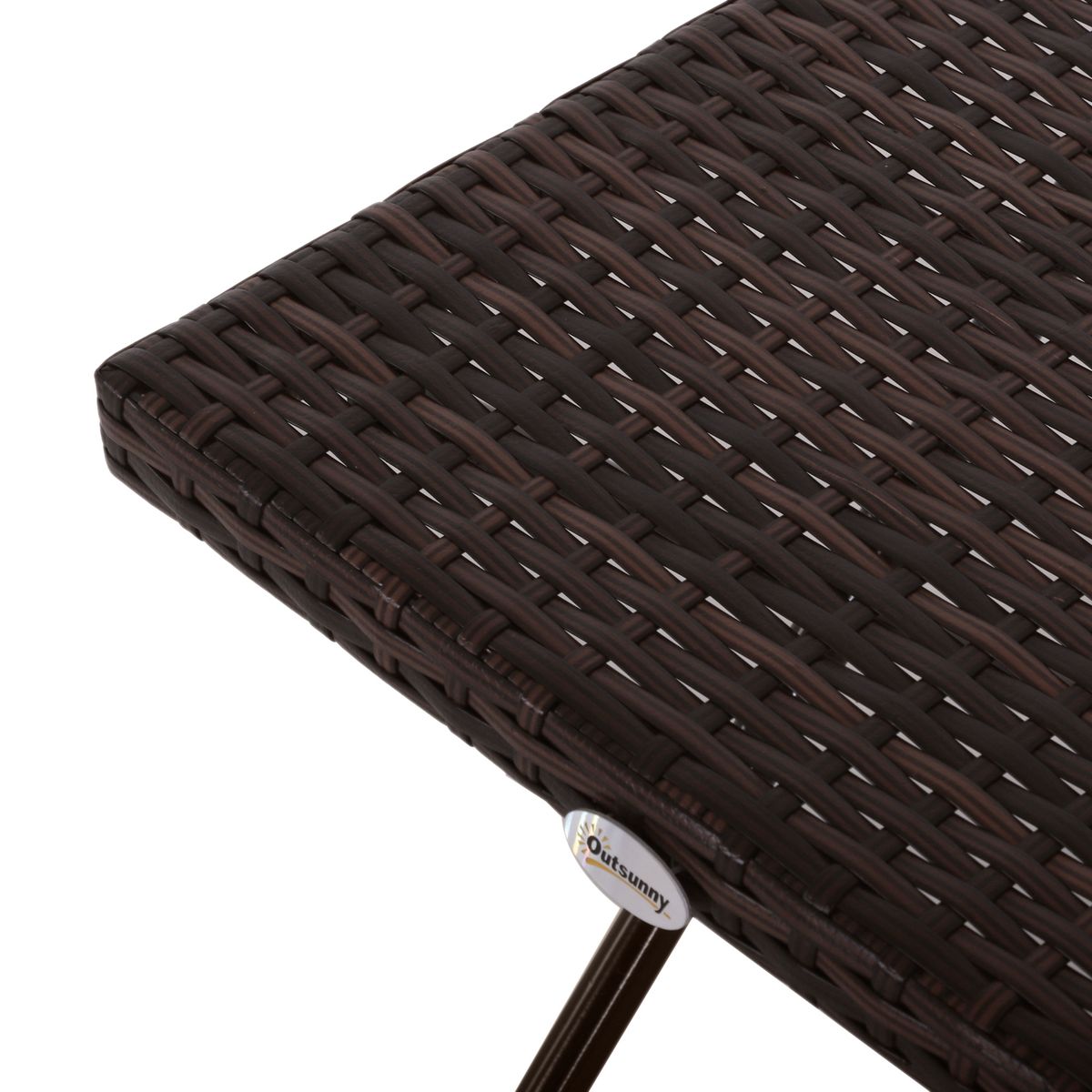 Mesa de exterior Like Outsunny plegable marrón 40x40 cm detalle