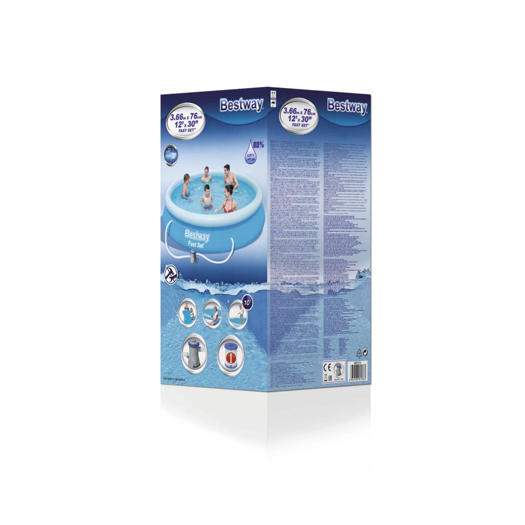 Piscina hinchable Bestway Fast Set 5377L azul Ø366x76 cm caja