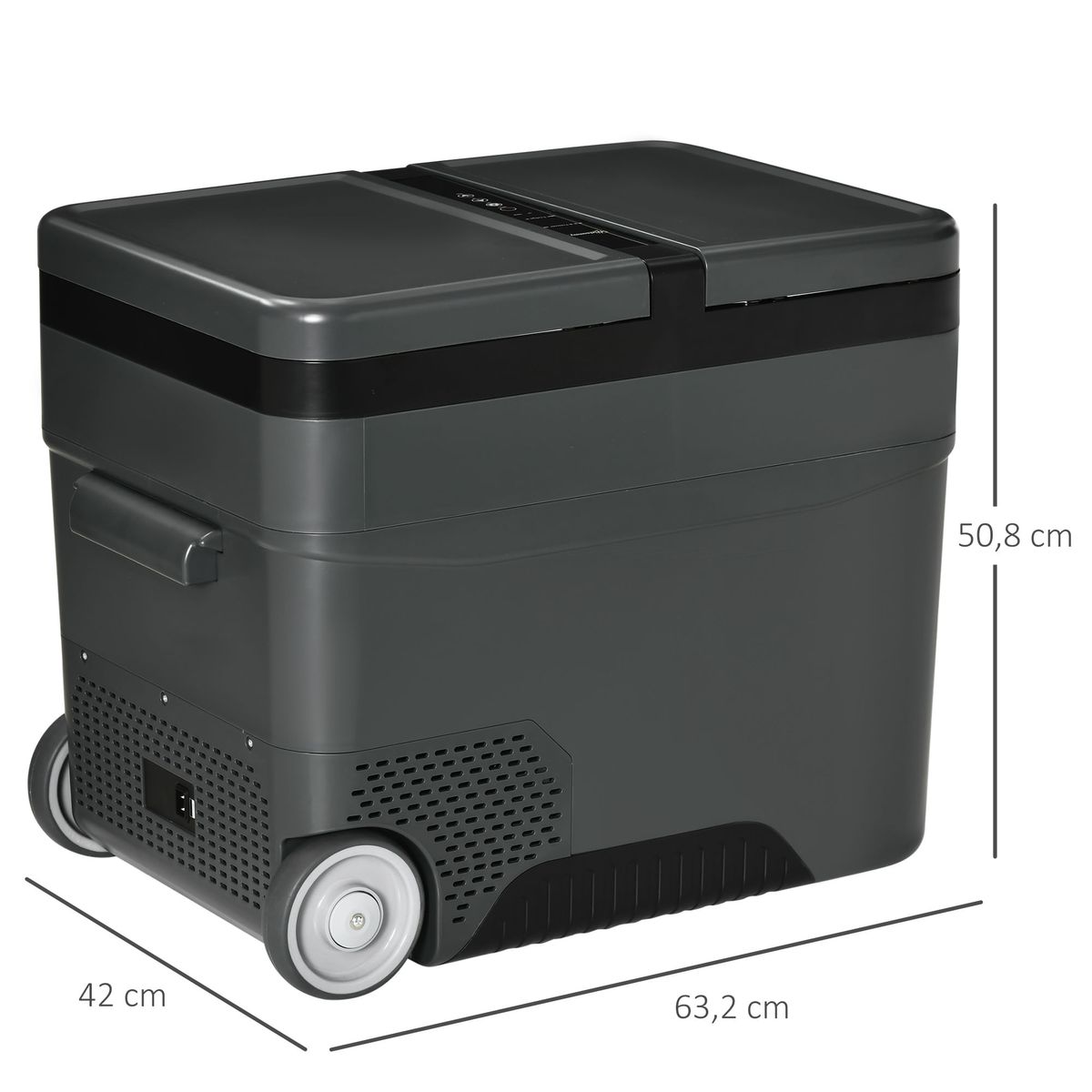 Nevera de coche Outsunny 45L con congelador negro 50,8x63,2x42 cm medidas