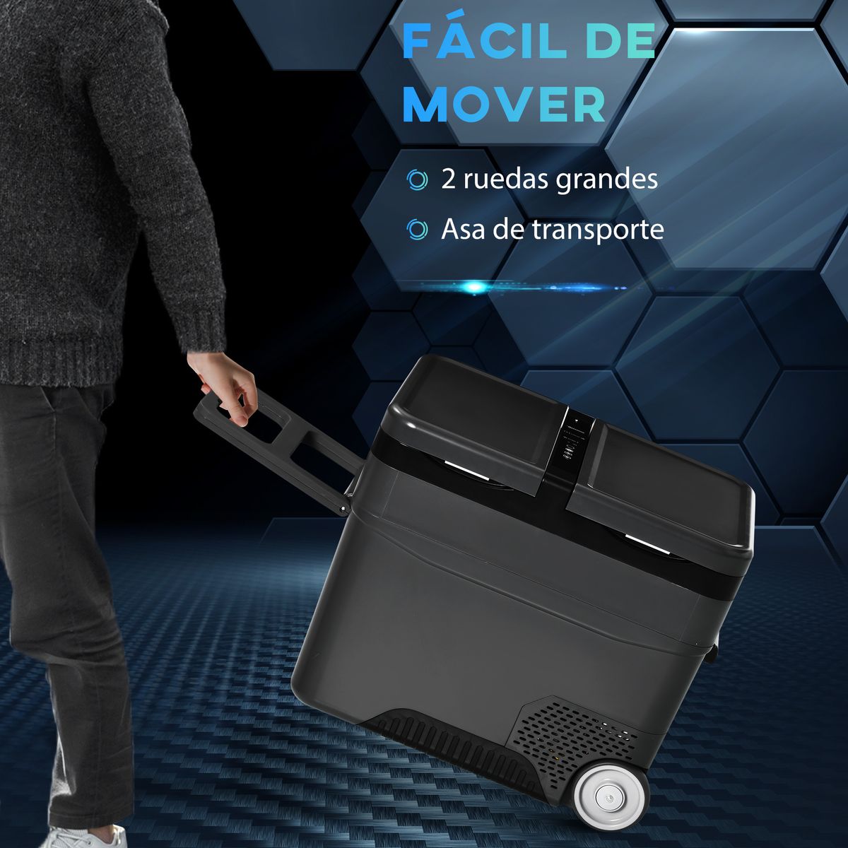 Nevera de coche Outsunny 45L con congelador negro 50,8x63,2x42 cm internet