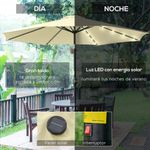 Sombrilla de jardín Outsunny 32 luces LED con manivela beige Ø265x233 cm sombrilla