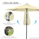 Sombrilla de jardín Outsunny 32 luces LED con manivela beige Ø265x233 cm sombrilla