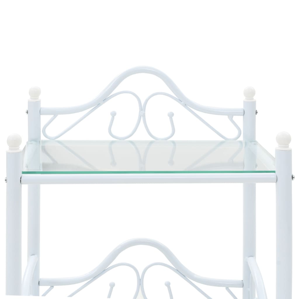 Mesita de noche Bursa 2 estantes acero blanco 60x45x30,5 cm frontal encimera