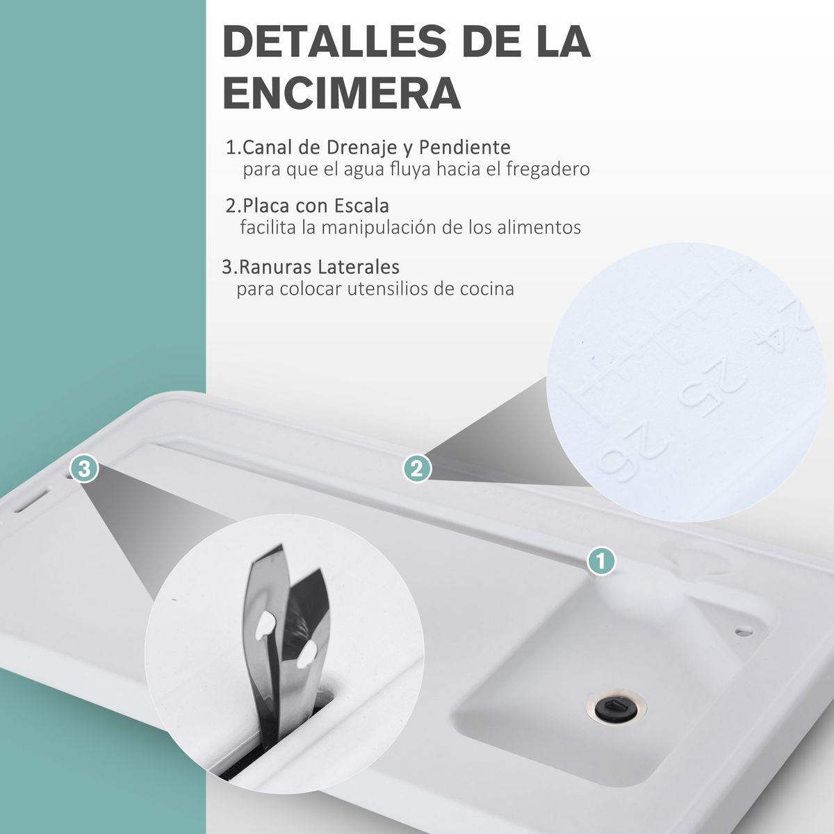 Mesa fregadrero Outsunny grifo + pistola de riego blanco 94,5x114,5x59 cm internet