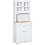 Aparador Mika Homcom 2 armarios + 2 cajones + estante blanco 170x68x39,5 cm fondo blanco