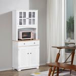 Aparador Mika Homcom 2 armarios + 2 cajones + estante blanco 170x68x39,5 cm animada