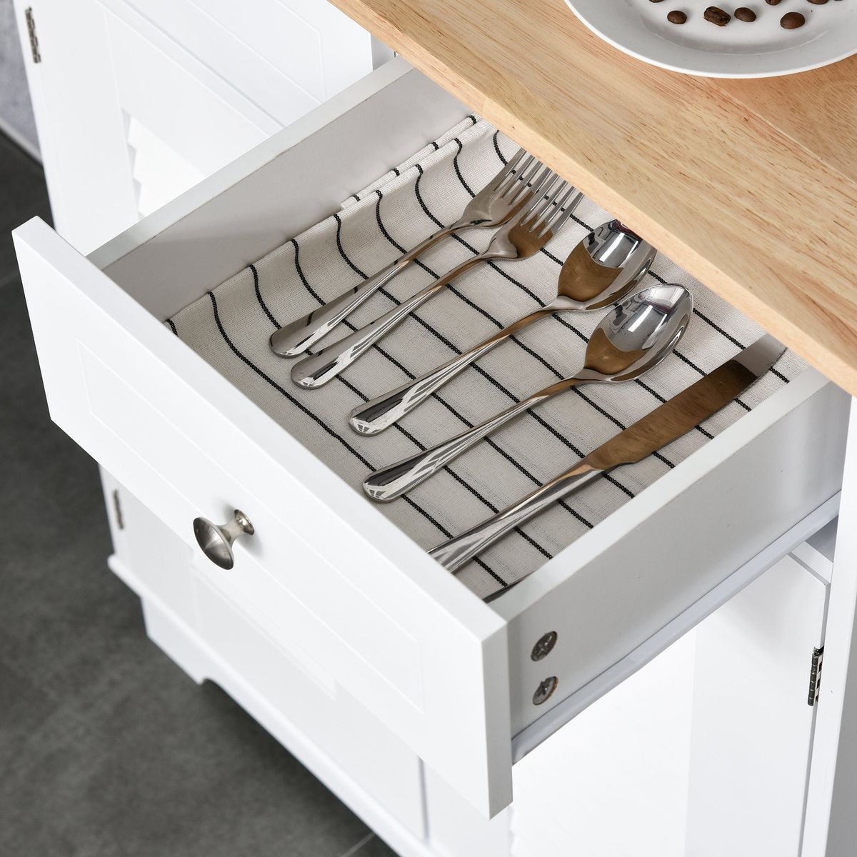 Aparador Mika Homcom 2 armarios + 2 cajones + estante blanco 170x68x39,5 cm cajon