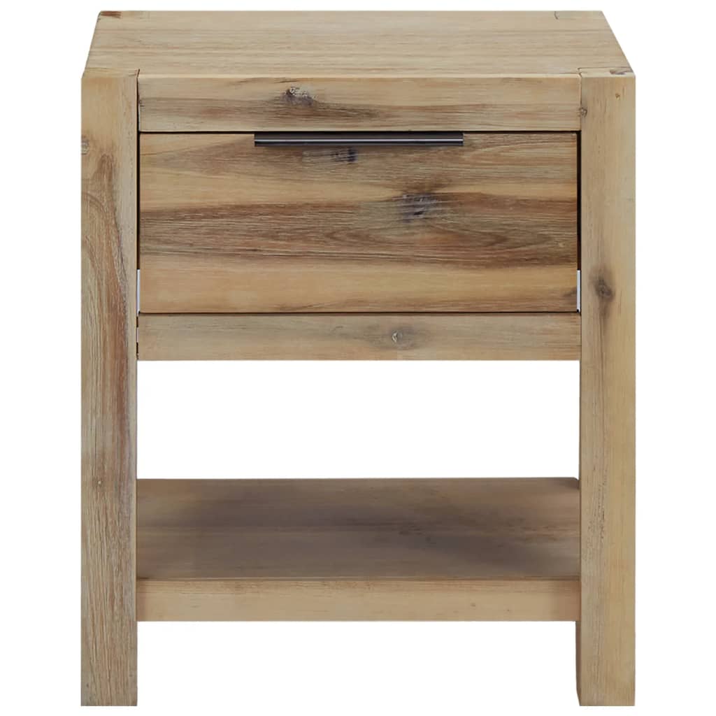 Mesita de noche Livo con cajón + estante madera 48x40x30 cm frontal