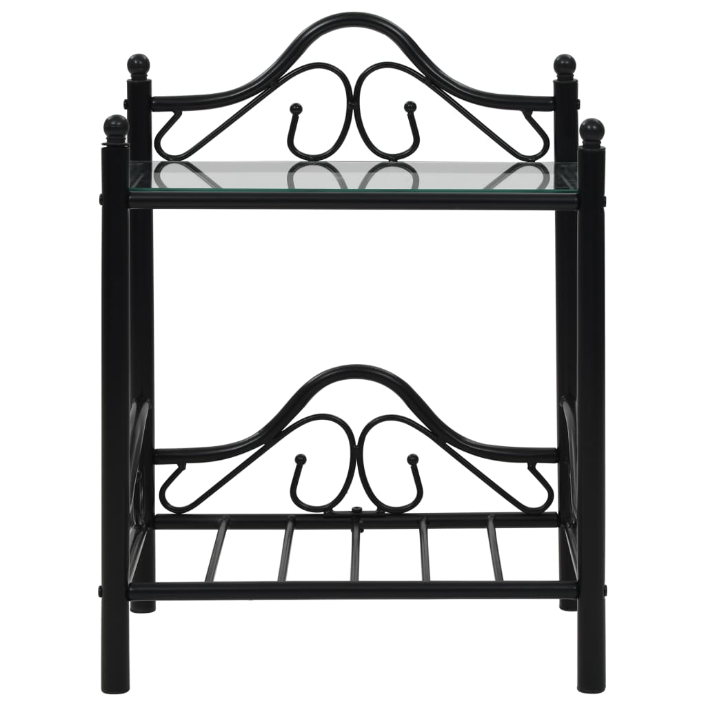 Pack de 2 mesitas de noche Bursa 2 estantes acero negro 60x45x30,5 cm frontal