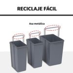 Cubo de basura Homcom 3 contenedores extraíble gris 41,8x48x34,2 cm contenedores