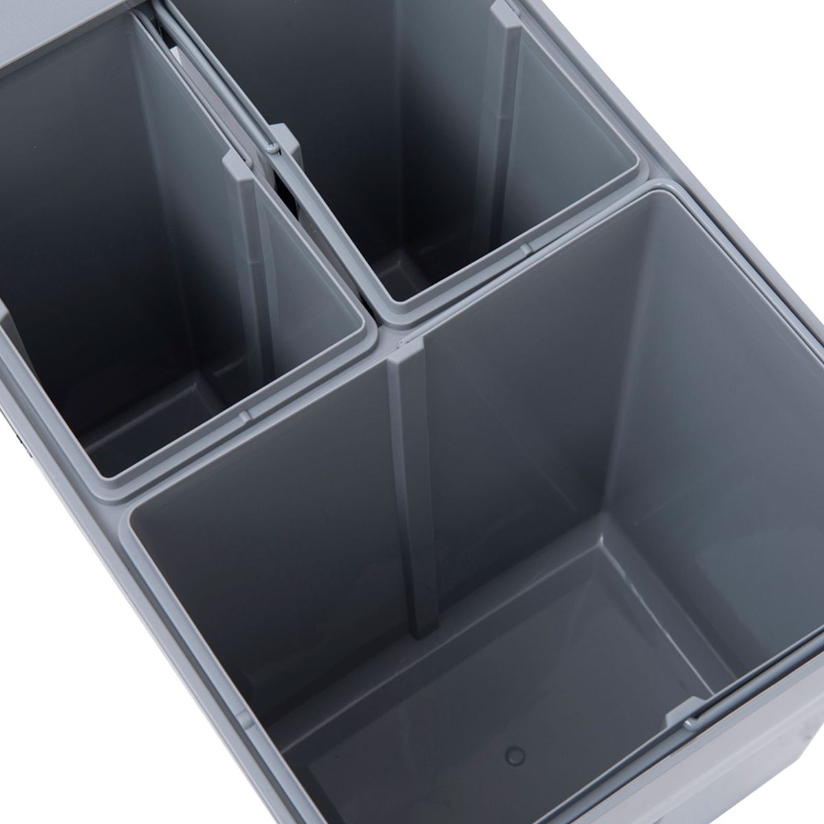 Cubo de basura Homcom 3 contenedores extraíble gris 41,8x48x34,2 cm compartimentos