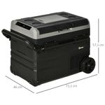 Nevera/congelador para coche Outsunny 60L pantalla LED negro 57,1x71,1x46 cm medidas