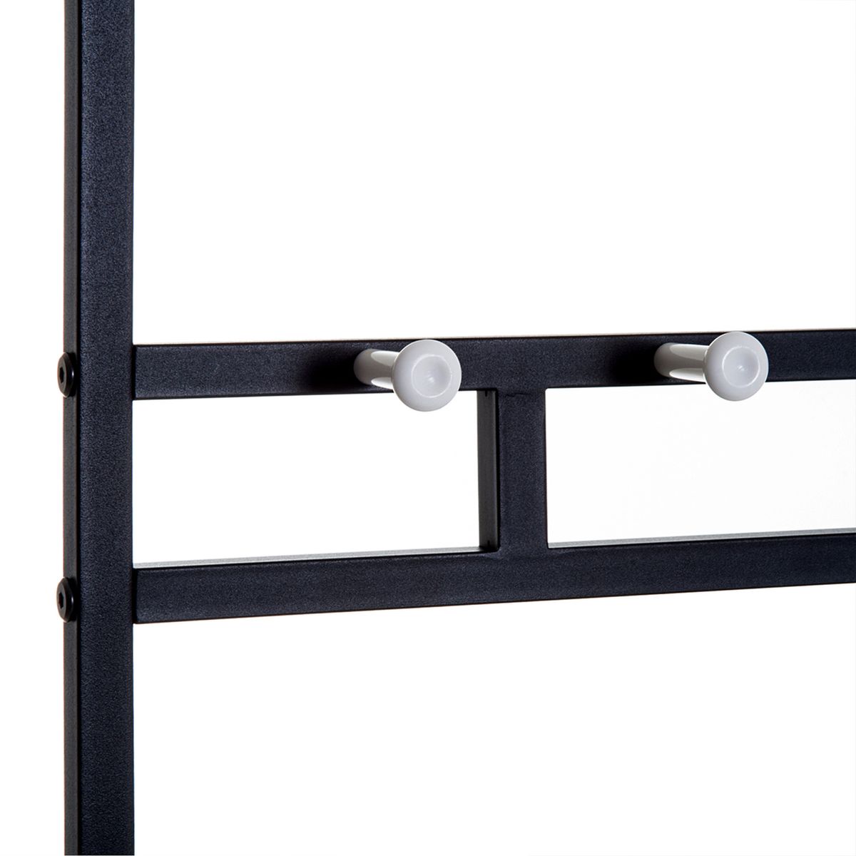 Perchero Phill Homcom asiento + 2 estantes + colgador negro 180x72,5x35 cm colgador