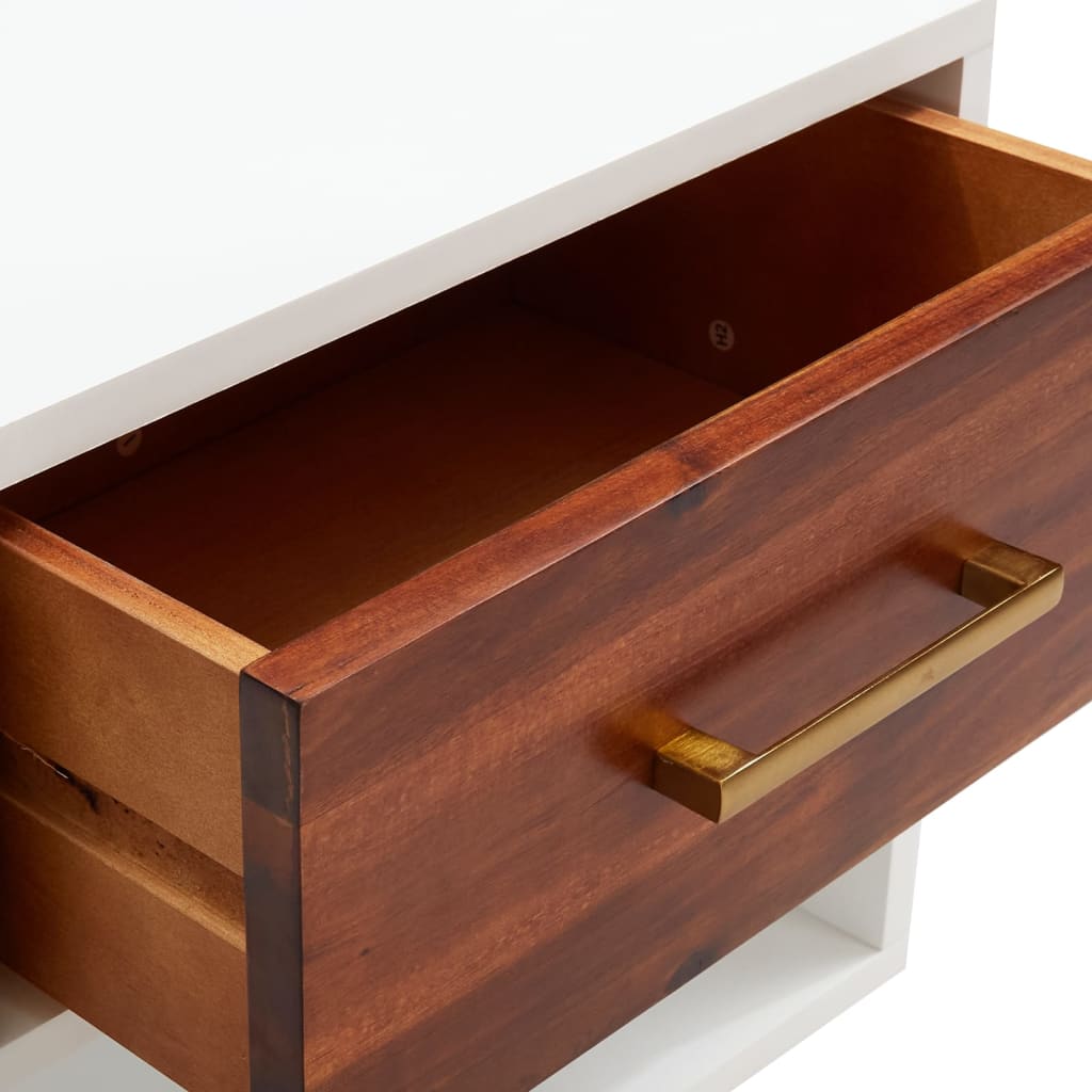 Pack de 2 mesitas de noche Roll cajón + estante blanco/madera 57x40x30 cm cajon