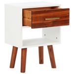 Pack de 2 mesitas de noche Roll cajón + estante blanco/madera 57x40x30 cm cajon abierto