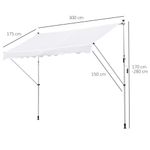 Toldo Cumbre Outsunny retráctil con manivela blanco 170-280x300x150 cm medidas