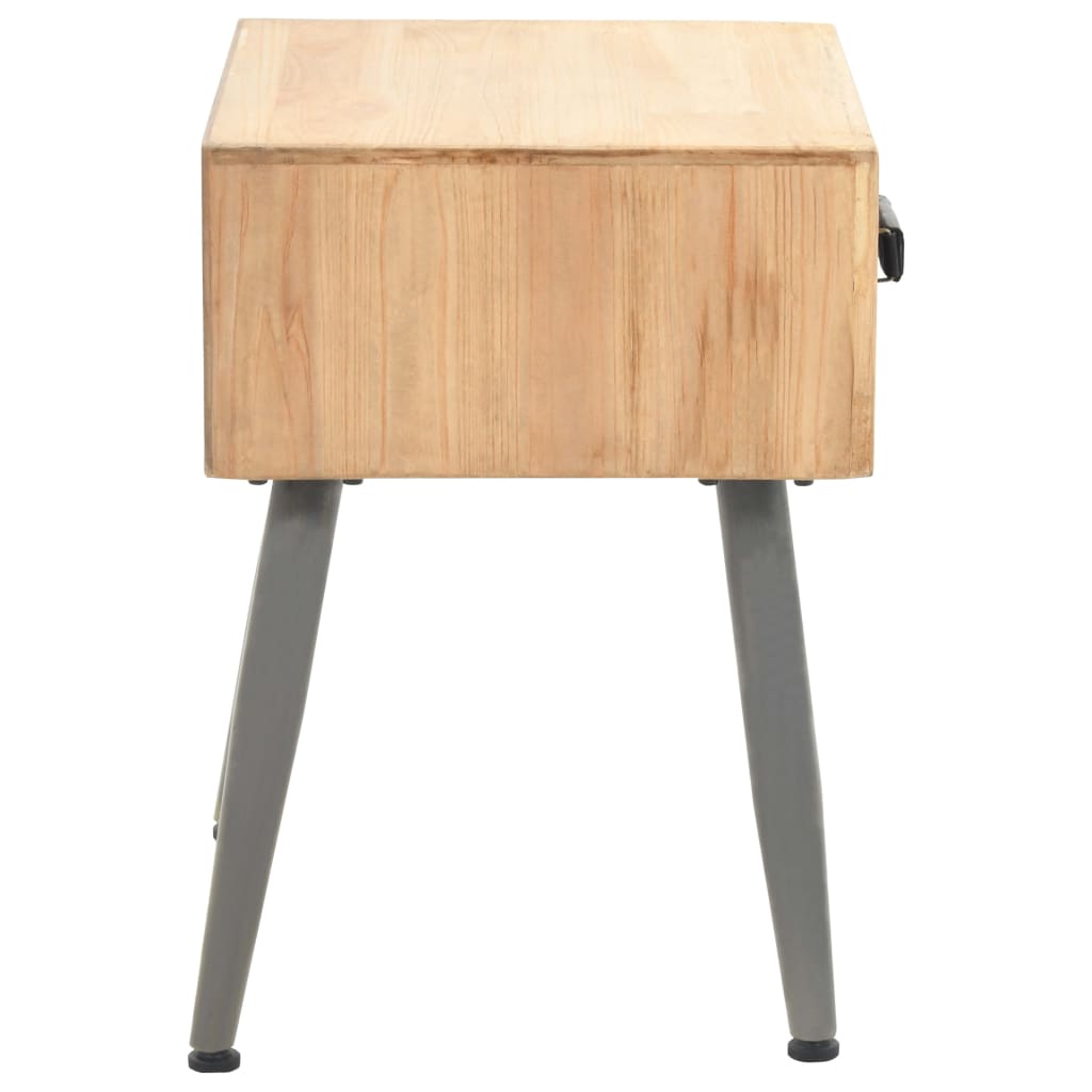 Mesita de noche Lock con cajón madera de abeto natural/gris 50x43x38 cm perfil