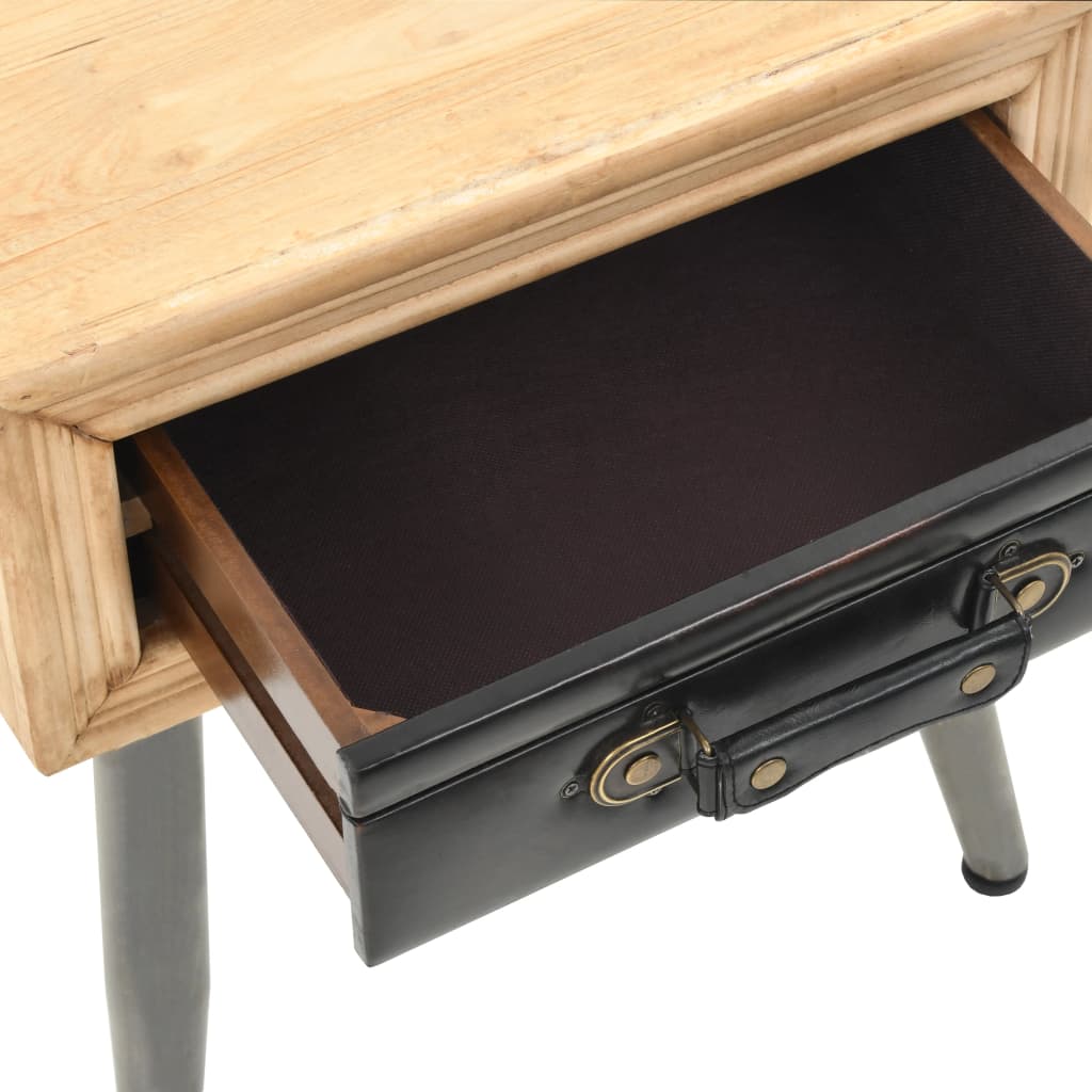 Mesita de noche Lock con cajón madera de abeto natural/gris 50x43x38 cm detalle cajon