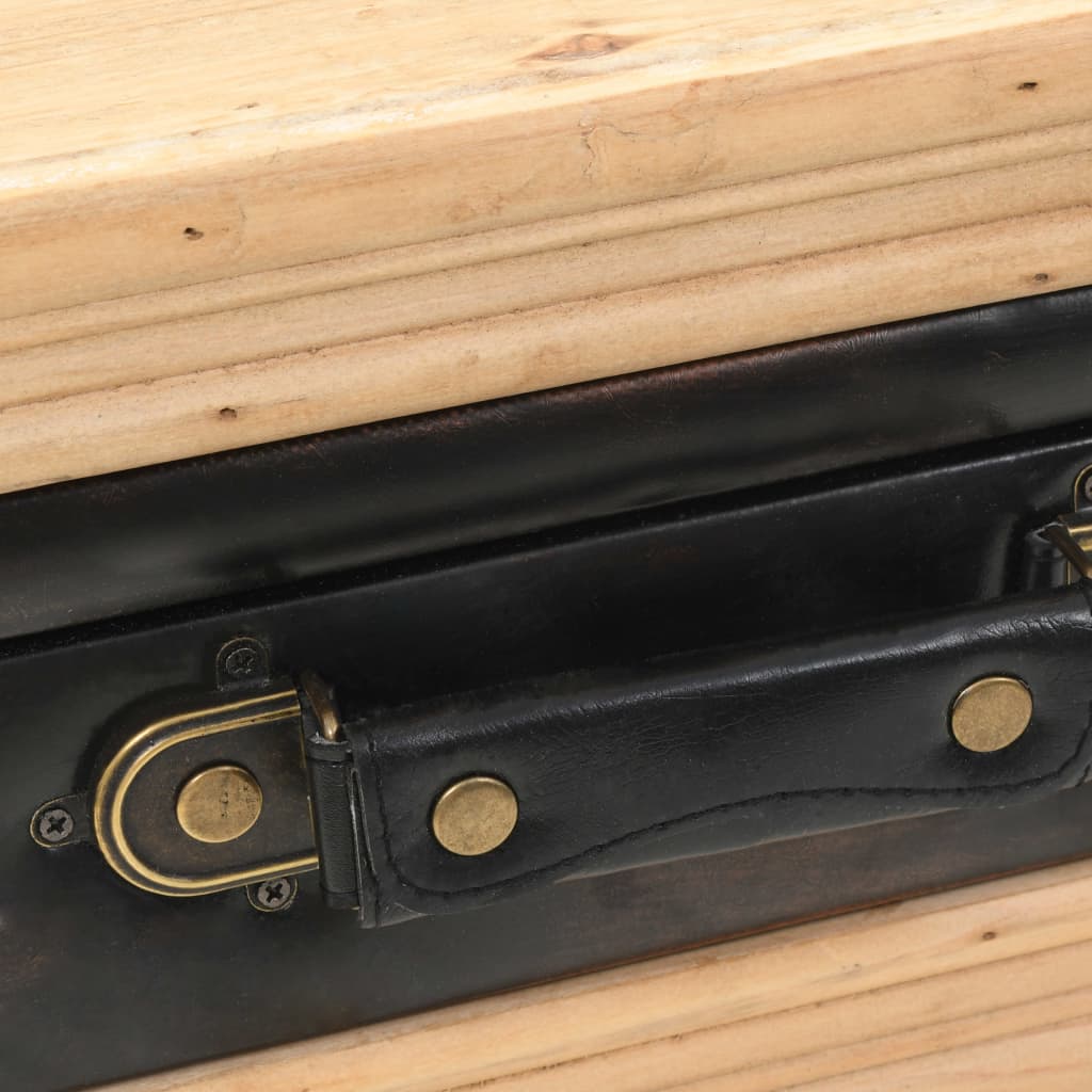Mesita de noche Lock con cajón madera de abeto natural/gris 50x43x38 cm detalles