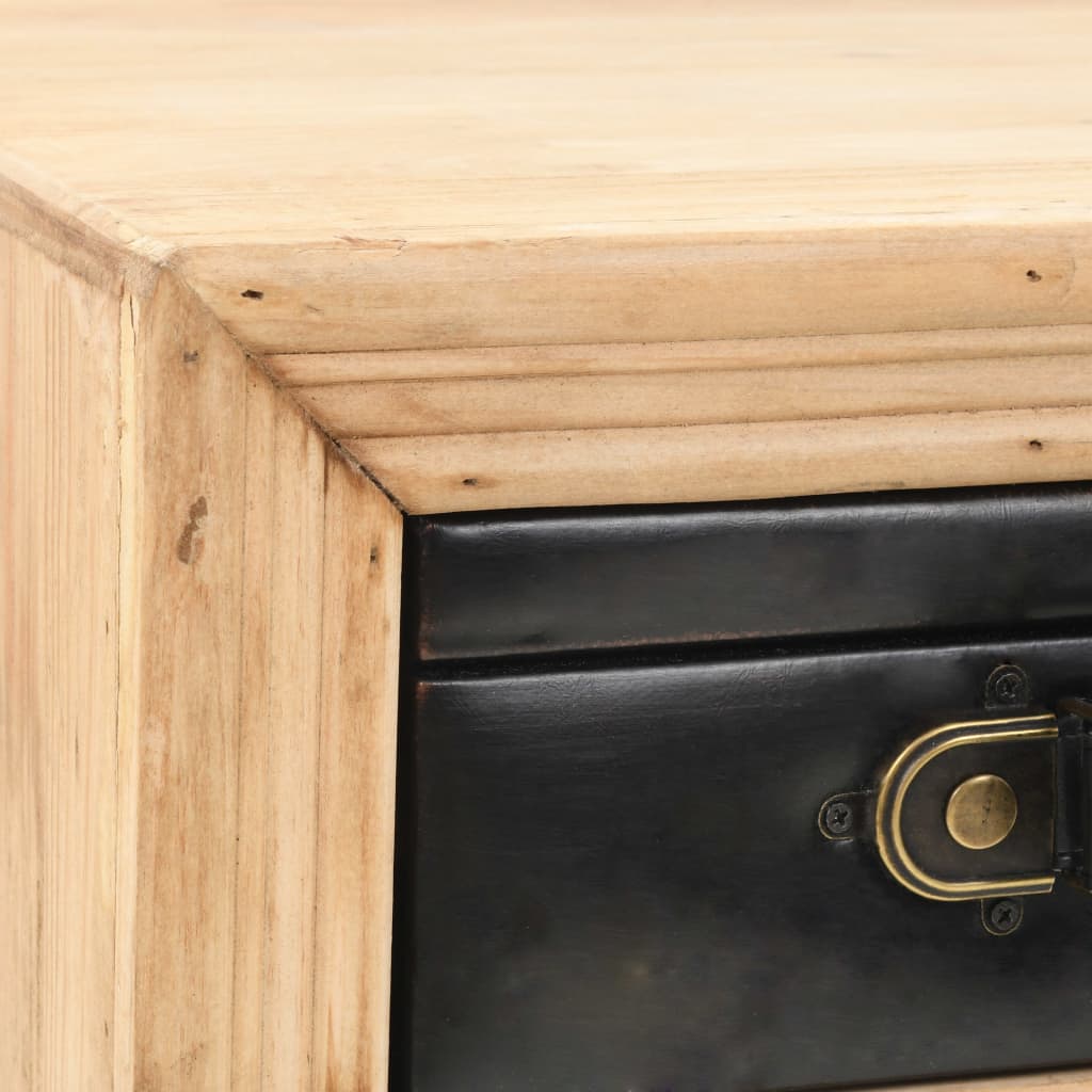 Mesita de noche Lock con cajón madera de abeto natural/gris 50x43x38 cm detalle