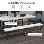 Banco de jardín Outsunny plegable hasta 360kg negro 43x183x28 cm 4
