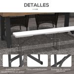 Banco de jardín Outsunny plegable hasta 360kg negro 43x183x28 cm 6